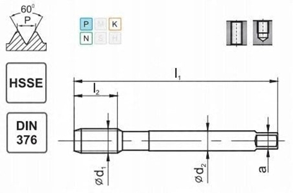 Attēls no GWINTOWNIK M 6 DIN-376C (6H) HSSE 800