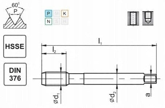 Picture of GWINTOWNIK M 6 DIN-376C (6H) HSSE 800