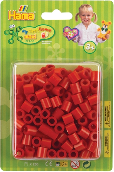 Изображение Hama Beads Hama maxi perler i blister 250stk. rød