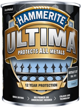 Attēls no Hammerite Ultima Metalmaling - Antracitgrå - RAL 7016 - 250 ml.