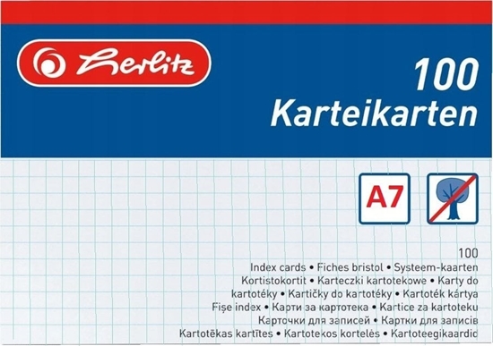 Picture of Herlitz Herlitz Karteikarte A7 kariert ws 100St hf eingeschweißt mit