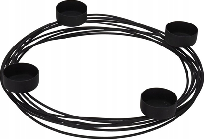 Attēls no Home Styling Collection wiecznik metalowy czarny na 4 wieczki 28x3,5 cm