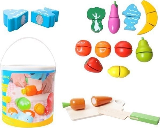 Picture of Ikonka Warzywa do krojenia drewniane w wiaderku