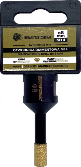 Изображение INDIAN PROFESSIONAL KORONA DIAMENTOWA M14   8mm WIERCENIE NA SUCHO /INDIAN PROFESSIONAL