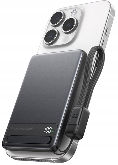 Picture of INIU Powerbank MagPro Slim - magnetyczny powerbank bezprzewodowy 5000mAh czarny - Gwarancja bezpieczestwa. Proste raty. Bezpatna wysyka od 170 z.