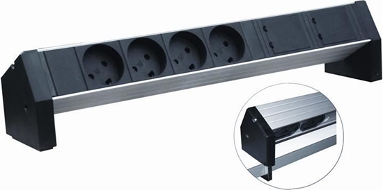 Picture of Kabel zasilajcy Retex Retex 24155804 rozdzielacz zasilania PDU 4 x gniazdo sieciowe Aluminium, Czarny