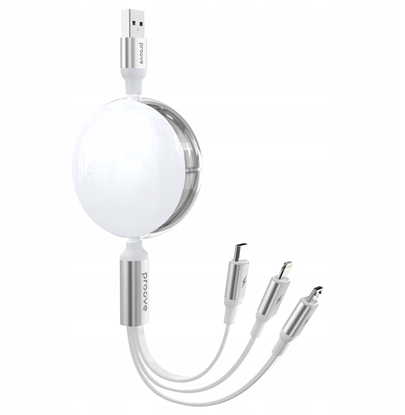 Изображение Kabel USB PROOVE USB-A - USB-C + microUSB + Lightning 1.2 m Biay (SB9453)