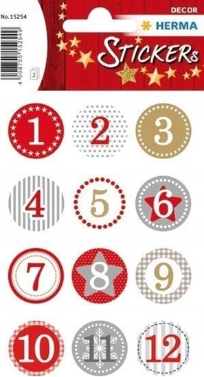 Picture of Kalendarz adwentowy Herma HERMA DECOR ADVENTSKALENDERZ.1-24, ROT Ø 2 cm