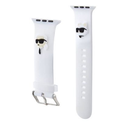 Attēls no Karl Lagerfeld - Karl Lagerfeld Karl and Choupette Head NFT Watch Strap for Apple Watch 38/40/41 White