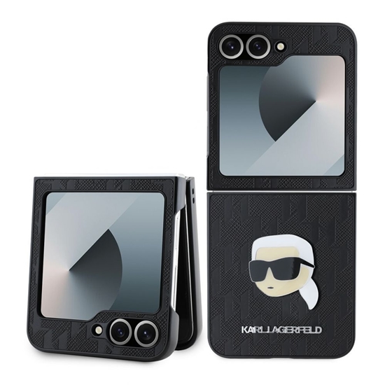 Picture of Karl Lagerfeld - Karl Lagerfeld PU Saffiano Monogram Karl Head Case for Samsung Galaxy Z Flip 6 Black