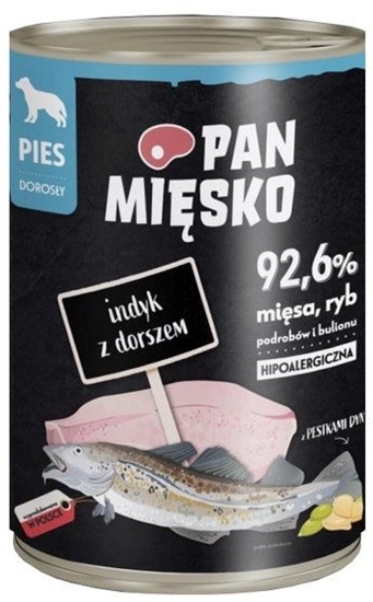 Изображение Karma dla psa o wysokiej zawartoci misa - Pan Misko Indyk z dorszem 400g