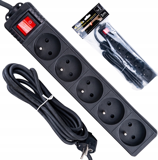 Picture of KELTIN Listwa zasilajca czarna 5 gniazd 3m (40)
