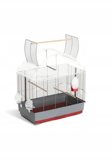 Picture of Klatka dla ptakw, OLGA, szaro-czerwony, 59 x 36 x 66 cm