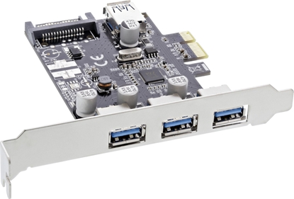 Picture of Kontroler InLine InLine® 3+1 Port USB 3.0 Host Controller PCIe with SATA Power and LP Bracket