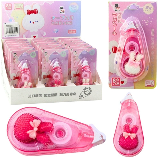 Picture of Korektor W Tamie Myszka Szkolny Biurowy Ozdobny Zajczek Róowy 8mm x 6m LEAN