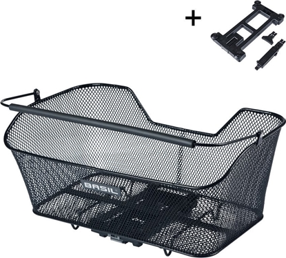 Attēls no Kosz na baganik BASIL BASE XL REAR BASKET, MIK z adapterem do mocowania, Stalowy, Black (Eco Bottom) (NEW 2025)