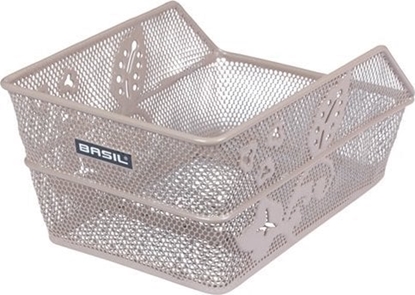 Attēls no Kosz na tylny baganik BASIL CENTO FLOWER S, Stalowy, Nude Metallic (NEW 2025)