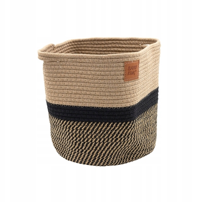 Attēls no Kosz na zabawki, dla psa, czarny/ beowy, materia sznurek baweniany, rozmiar 25x25cm