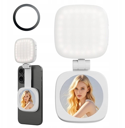 Attēls no Lampa Led + Lusterko Na Magnes Do Telefonu Magsafe Zdjcia Selfie Vlog / C140 / Biay