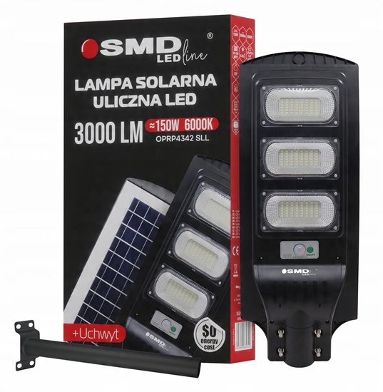 Picture of LAMPA LED ULICZNA SOLARNA 150W 12.6AH 6000K 3000LM + UCHWYT