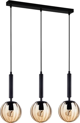 Attēls no Lampa wiszca Italux Modernistyczna LAMPA wiszca RAVENA PND-2324-3L BK+AMB Italux szklane kule zwis kaskada czarna bursztynowa