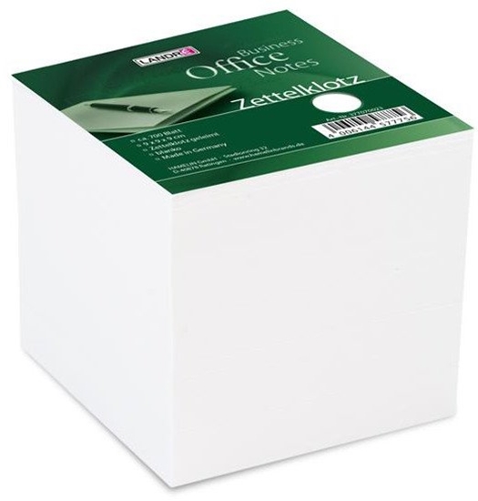 Изображение LANDRE Zettelklotz geleimt 9x9 cm ca. 700 Blatt weiß