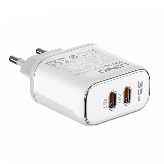 Изображение LDNIO Wall charger LDNIO A2528M 2USB-C for Apple + USB-C - Lightning Cable