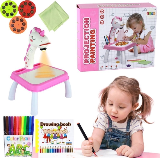 Picture of LeanToys Projektor Do Rysowania Jednoroec Pisaki Wkadki Róowy