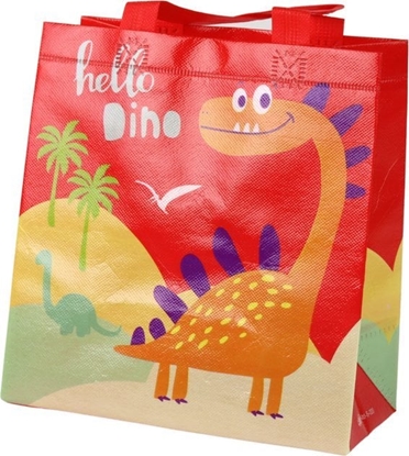 Изображение LeanToys Torba Prezentowa Dinozaur Czerwona 23cm x 21,5cm x 11cm