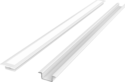 Изображение LED profilio komplektas, 2m, ileidziamas, baltas, su baltu dangteliu ir aklemis