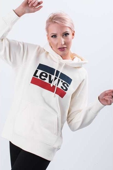Picture of Levi`s GRAPHIC SPORT HOODIE 0001 SPORTSWEAR HOODIE MARSHMALLOW - XS - damskie - kremowy/beowy