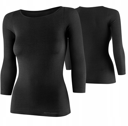 Изображение LS1628W Koszulka damska z rkawem 3/4 COMFORT MERINO czarny XL