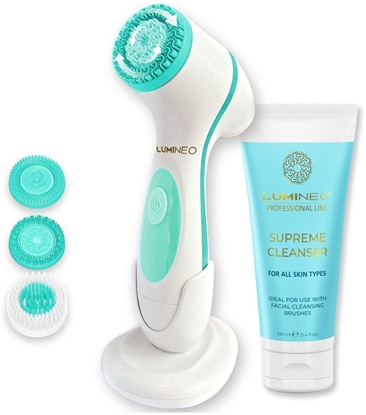 Изображение LUMINEO Professional Line Szczoteczka do twarzy Brush turkusowa + el oczyszczajacy Lumineo do wszystkich typów cery 100 ml