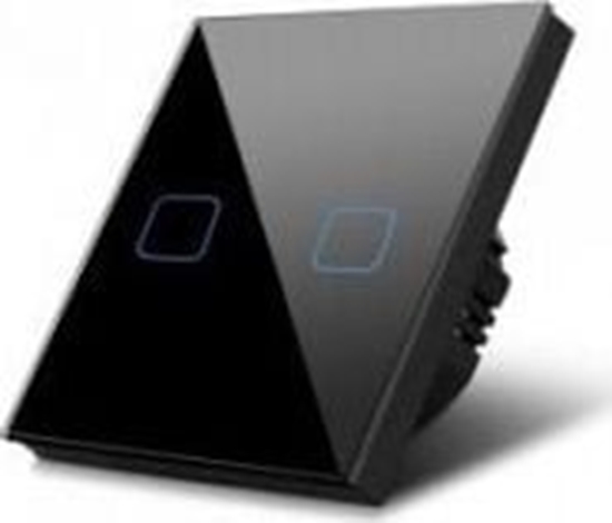 Изображение Maclean Dotykowy wcznik wiata, podwójny, szklany, biay z kwadratowym przyciskiem, 86x86mm (MCE703W)