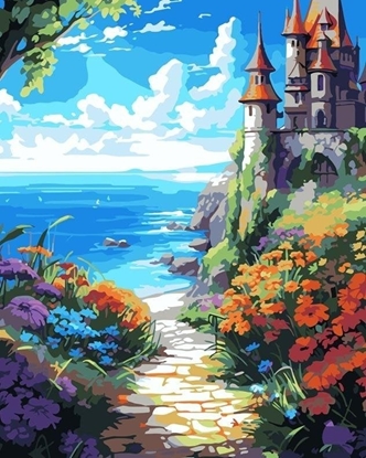 Attēls no Malowanie po numerach 40x50 Zamek nad morzem