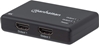 Picture of Manhattan HDMI Splitter 2-Port , 4K@30Hz, Displays output from x1 HDMI source to x2 HD displays (same output to both displays), AC Powered (cable 0.9m), Black, Three Year Warranty, Retail Box (With Euro 2-pin plug)