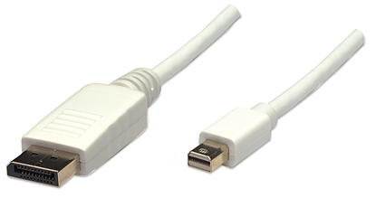 Picture of Manhattan Mini DisplayPort 1.1 to DisplayPort Cable, 1080p@60Hz, 2m, Male to Male, 10.8 Gbps, White, Lifetime Warranty, Blister
