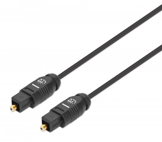 Picture of Manhattan Toslink Digital Optical AudioCable, 1m, Male/Male, Toslink S/PDIF, Gold plated contacts, Lifetime Warranty, Polybag