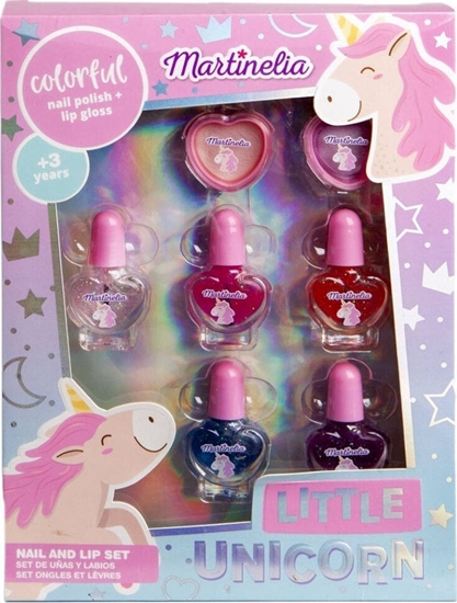 Изображение Martinelia Little Unicorn Nail Polish & Lip Set zestaw byszczyk do ust 2szt. + lakier do paznokci 5szt.