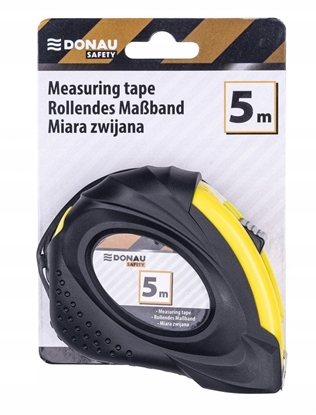 Picture of Miarka metalowa DONAU SAFETY, zwijana, 18mmx5m, blister, czarno-óta