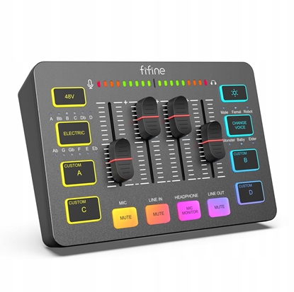 Picture of Mikser Fifine Sound Card SC3W biay USB z RGB XLR 2 - kanaowy
