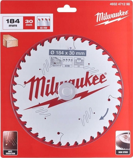 Picture of Griešanas disks kokam Milwaukee 4932471298; 184x30x2,1 mm; Z40; 10°