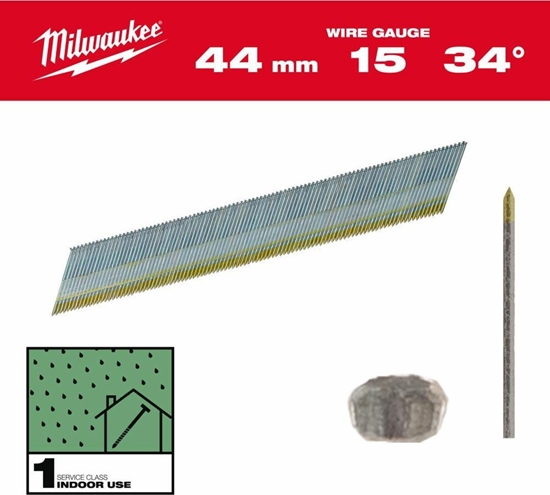 Picture of Milwaukee MILWAUKEE SZTYFTY WYKOCZENIOWE, 15G, GOWA TYPU D 44mm GALWANIZOWANE DO M18 CN15GA /2500szt.