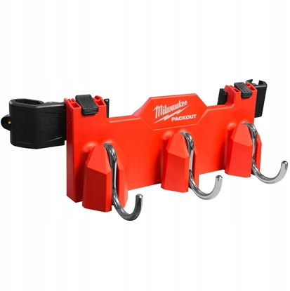 Attēls no Sānos montējams instrumentu turētājs ar 3 āķiem Milwaukee PACKOUT™; 120 x 290 x 110 mm
