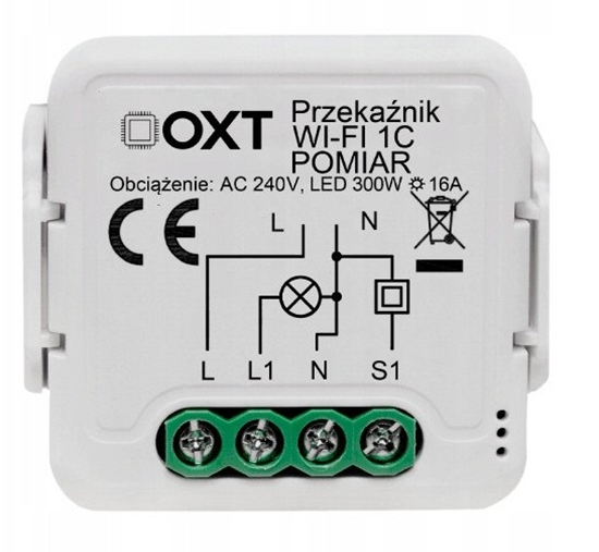 Picture of Modu OXT przekanik 1 obwód pomiar 16A WIFI TUYA