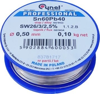 Attēls no Mojeledy Cyna 0,50mm 100g SW26/3/2.5% spoiwo lutownicze (Sn60Pb40 )