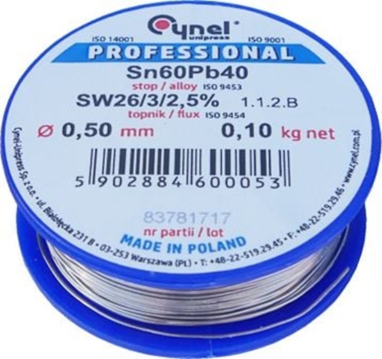 Picture of Mojeledy Cyna 0,50mm 100g SW26/3/2.5% spoiwo lutownicze (Sn60Pb40 )