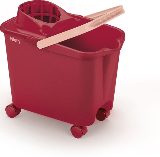 Picture of Mop NPC Polska Mery Prostoktne wiadro na kókach z wyciskaczem 14 l czerwone