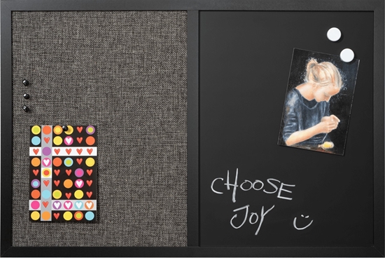 Изображение NAGA Opslagstavle med sort hessian og magnetisk kridttavle 60 x 40 cm inkl. 4 kridt 4 pins 2 magneter Hessian Sort 600x15x400mm (1stk)