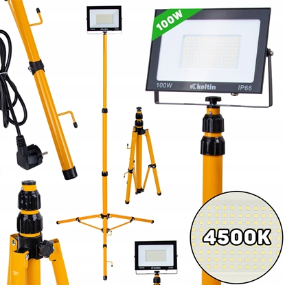 Attēls no Nawietlacz LED 100W ze statywem budowlanym teleskopowym i przewodem  barwa biaa neutralna 4500K (1)